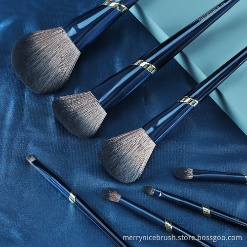 Oem new arrival private label blue 7Pcs makeup brush set high quality